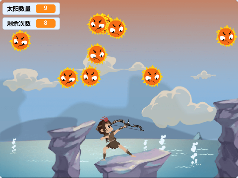 羿射九日-Scratch经典故事改编游戏-超平的编程课