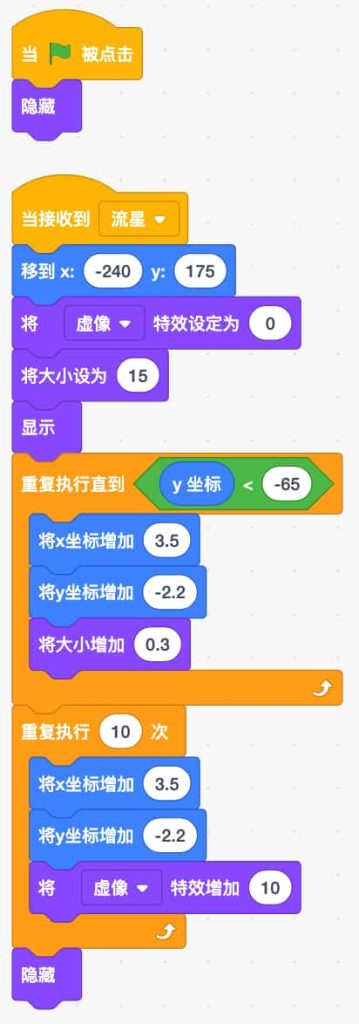 第13届蓝桥杯scratch省赛二-流星滑落-代码